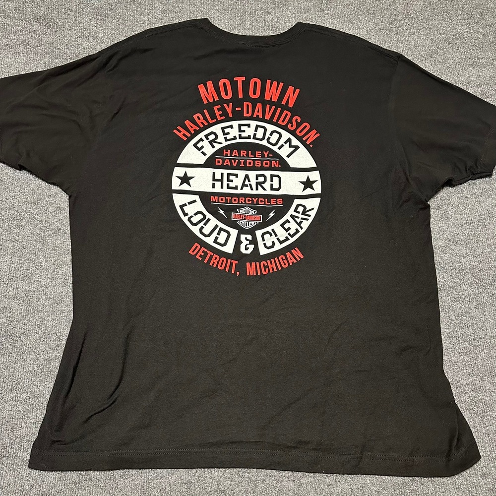 Harley-Davidson Motown Detroit Michigan Graphic T-Shirt XXL Black Biker Tee